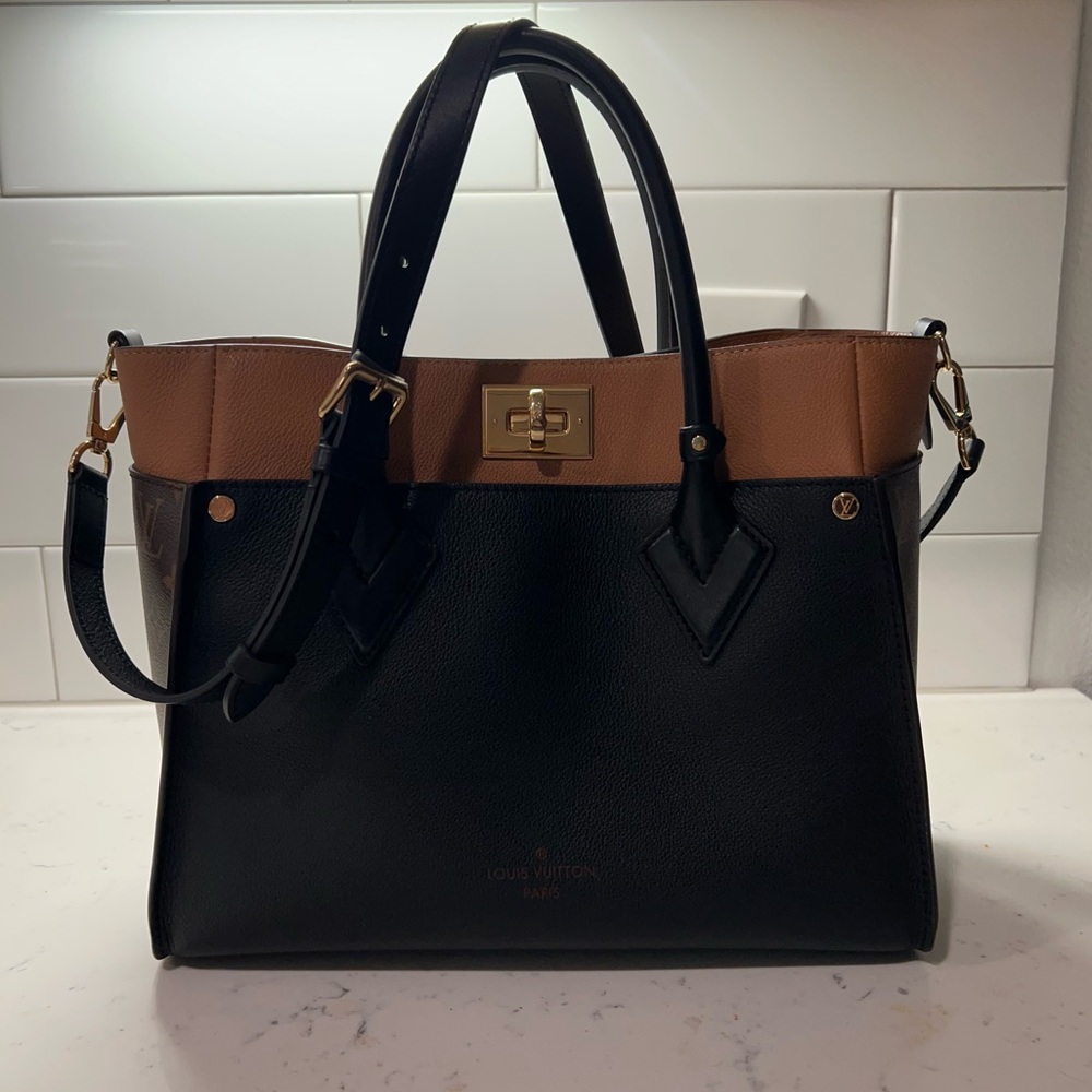 Louis Vuitton Black and Tan Leather Top-Handle Bag - Picture 4 of 11